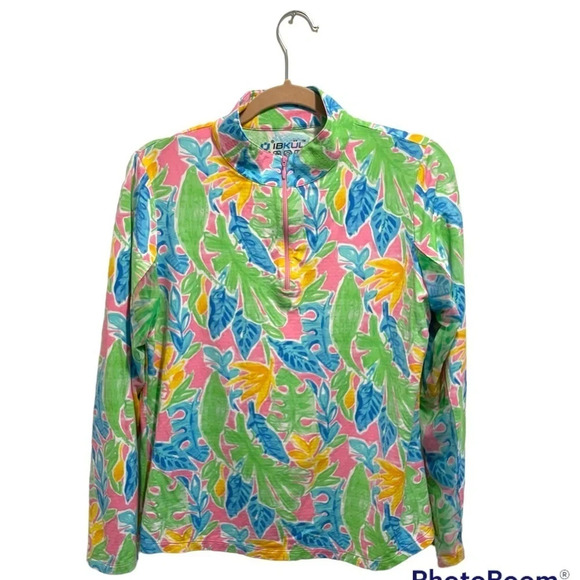 IBKUL Allison Pink Print Long Sleeve UPF 50+ Cool Feel Quick Dry size Large - Picture 2 of 12